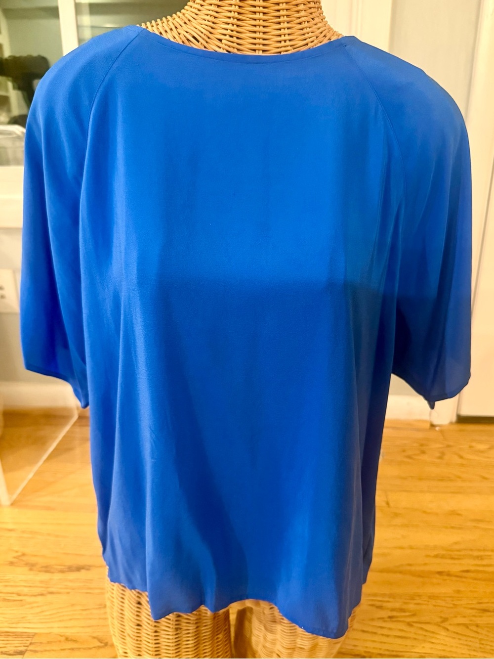 Vintage 90s Signatures 100% Silk Cobalt Blue Blouse NWT Deadstock L